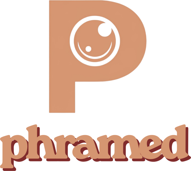 Phramed current logo on a light field